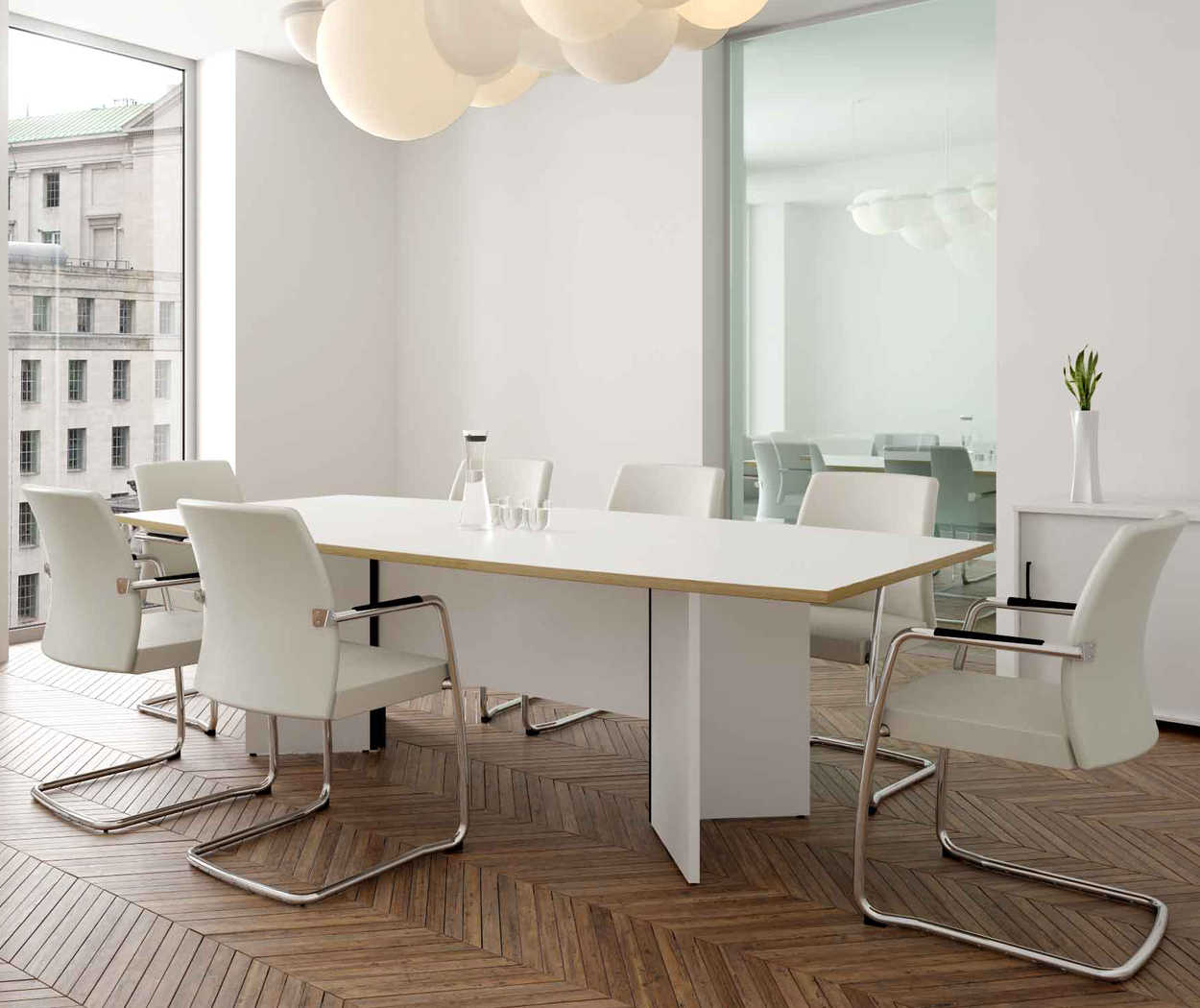 White modern discount conference table